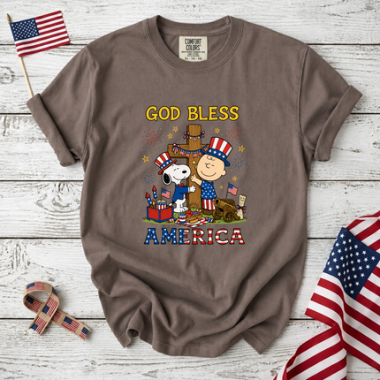 Comfort Colors God Bless America Patriotic Friends Cross T-Shirt