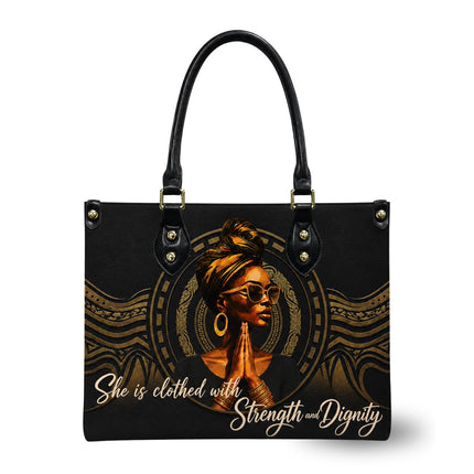 Christian Strength and Dignity Leather Handbag