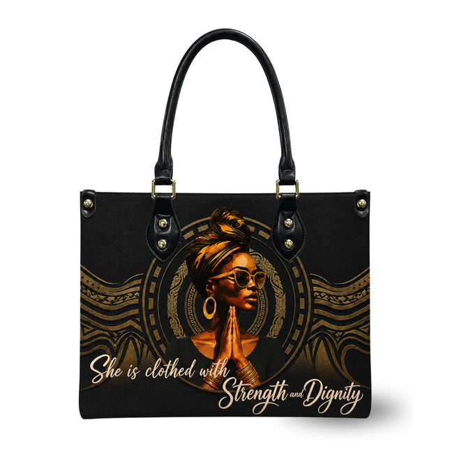 Christian Strength and Dignity Leather Handbag
