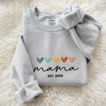 Mama with hearts Embroidered Sweatshirt
