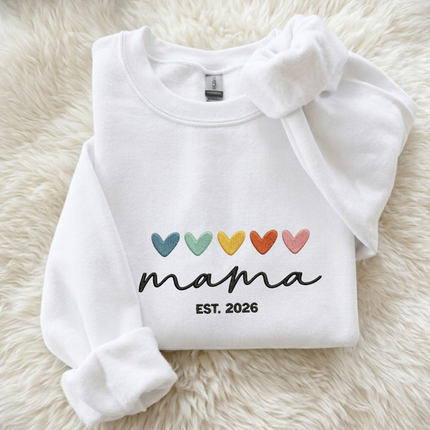 Mama with hearts Embroidered Sweatshirt
