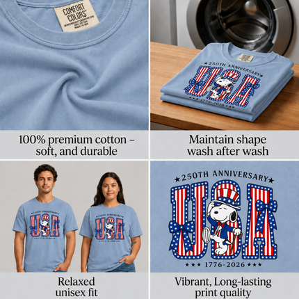Comfort Colors USA 250th Anniversary Patriotic Friends Bows T-Shirt