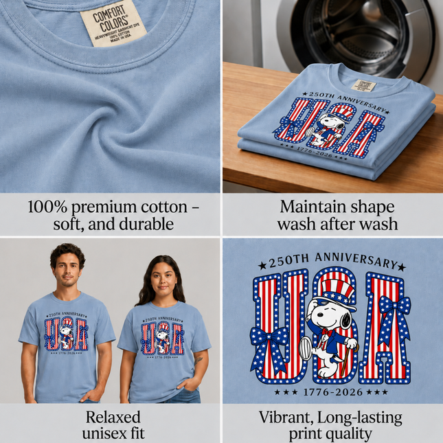 Comfort Colors USA 250th Anniversary Patriotic Friends Bows T-Shirt