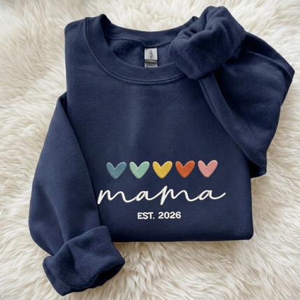 Mama with hearts Embroidered Sweatshirt