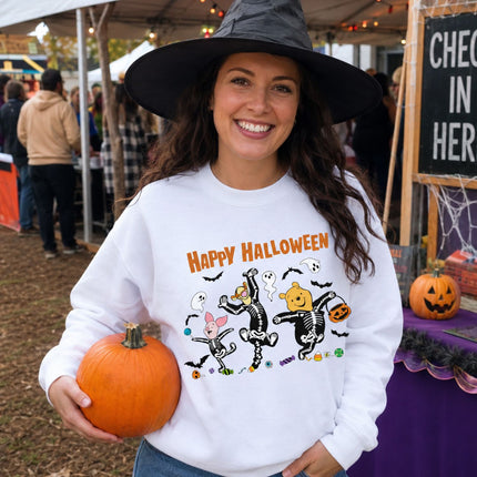Cute Halloween Pooh Friends Skeleton Dance Sweatshirt