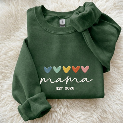 Mama with hearts Embroidered Sweatshirt