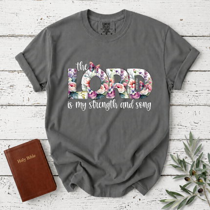 Comfort Colors The Lord Is My Strength And Song Floral T-Shirt