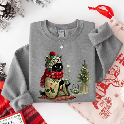 Cat with Tea Sweatshirt