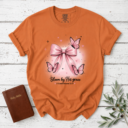 Comfort Colors Bloom by His Grace Coquette Bow T-Shirt