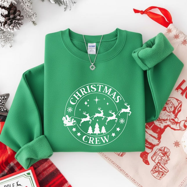 Christmas Crew Santa's Reindeer Sleigh Christmas Gildan Sweatshirt for Adults