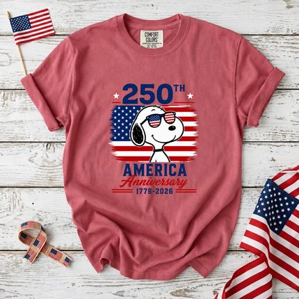 Comfort Colors 250th America Anniversary Patriotic Snoopy Sunglasses T-Shirt