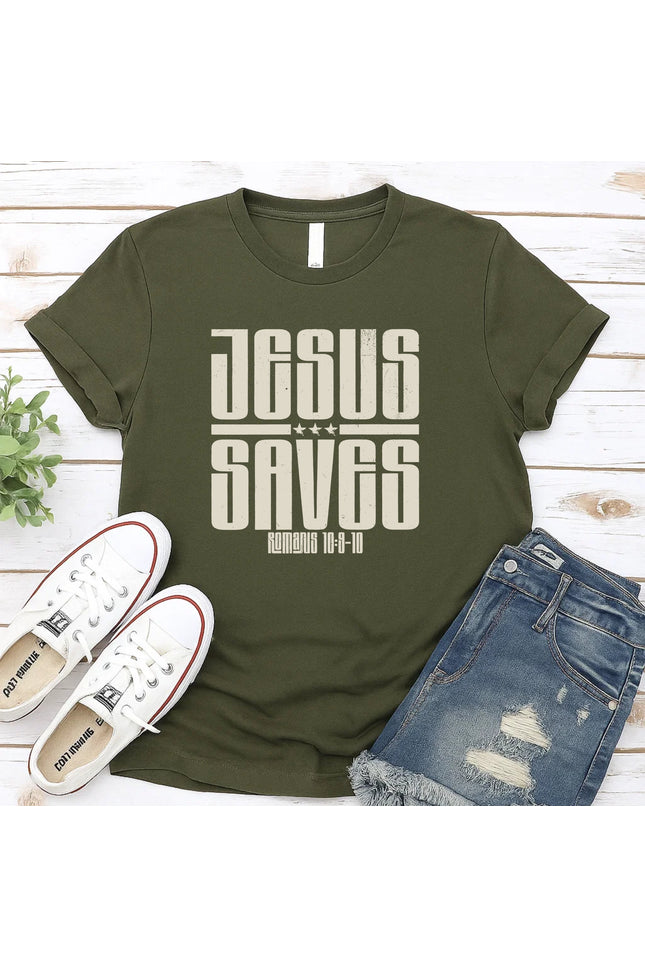Comfort Colors “Jesus Saves” Christian Graphic T-Shirt