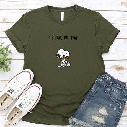 Comfort Colors It's Okay Just Pray Snoopy Christian T-Shirt