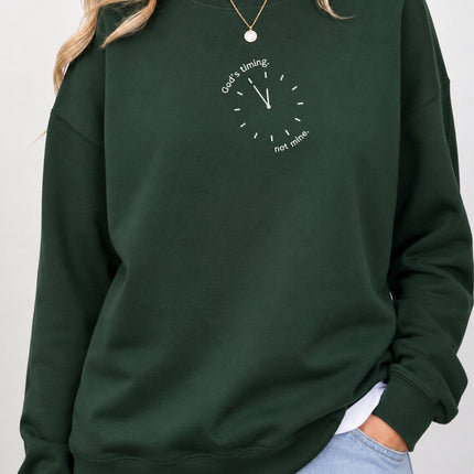 God's Timing Not Mine Embroidered Sweatshirt