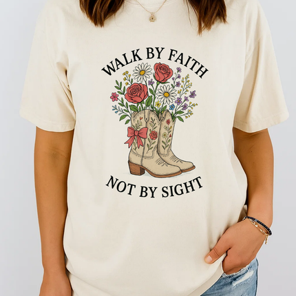 Walk by Faith, Not by Sight Floral T-shirt