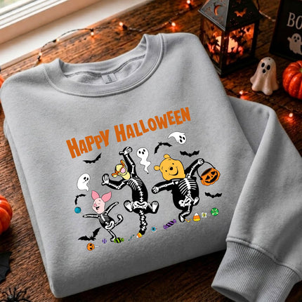 Cute Halloween Pooh Friends Skeleton Dance Sweatshirt