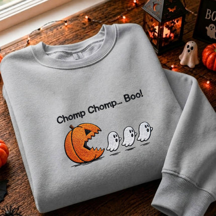 Chomp Chomp Boo Halloween Embroidered Sweatshirt