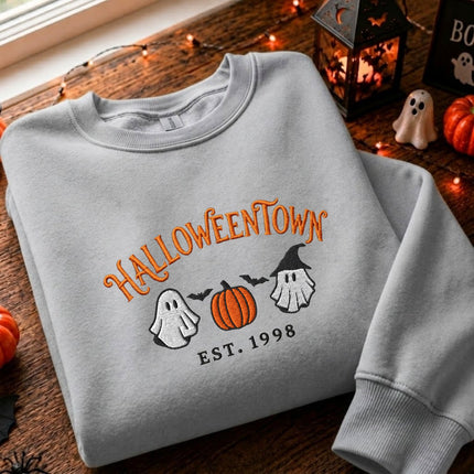 Spooky Halloween Town Embroidered Sweatshirt