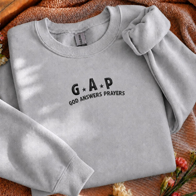 God Answers Prayers Embroidered Sweatshirt