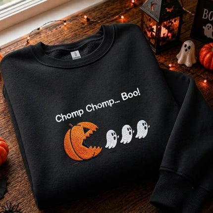 Chomp Chomp Boo Halloween Embroidered Sweatshirt