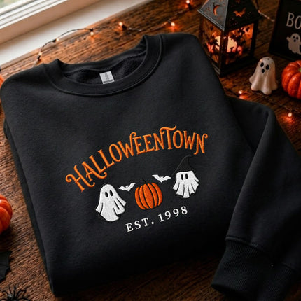 Spooky Halloween Town Embroidered Sweatshirt