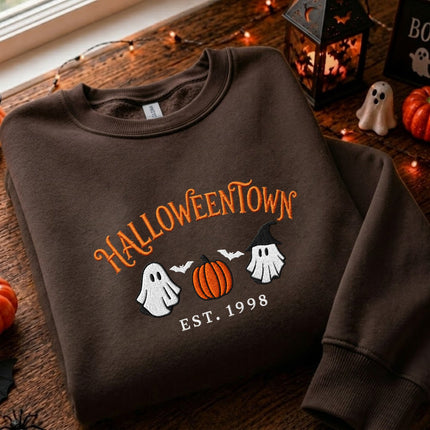 Spooky Halloween Town Embroidered Sweatshirt