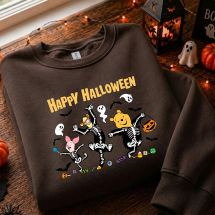 Cute Halloween Pooh Friends Skeleton Dance Sweatshirt