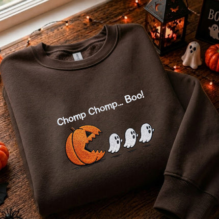 Chomp Chomp Boo Halloween Embroidered Sweatshirt
