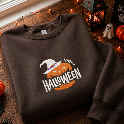 Happy Halloween Pumpkin Embroidered Sweatshirt