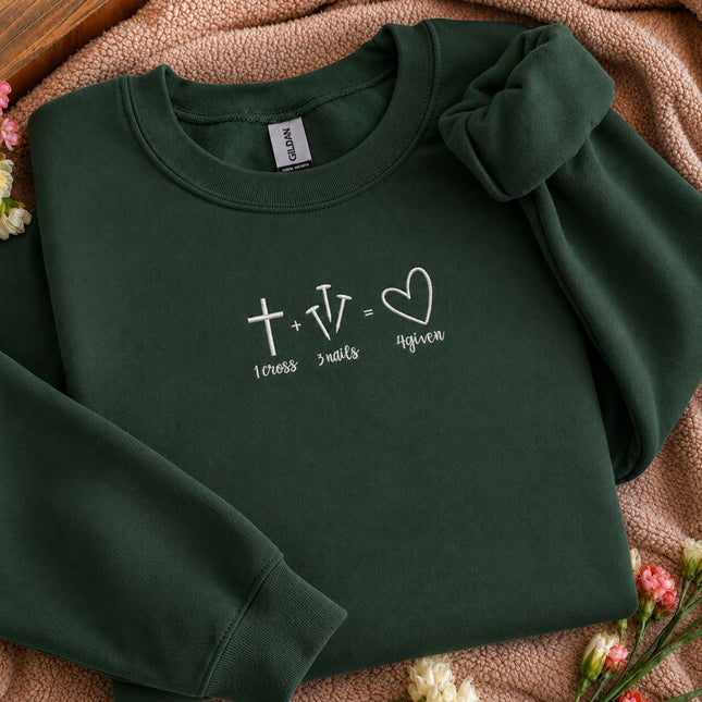 1 Cross 3 Nails 4given Embroidered Sweatshirt
