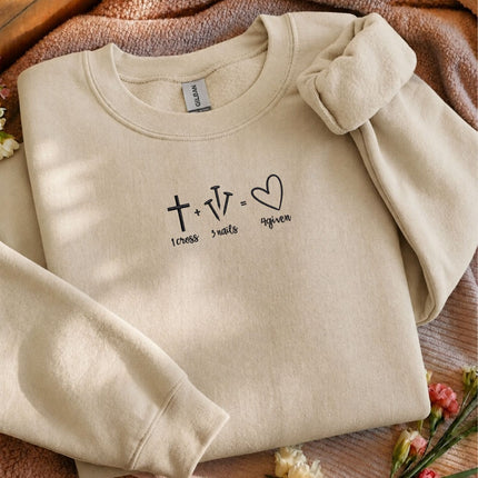 1 Cross 3 Nails 4given Embroidered Sweatshirt