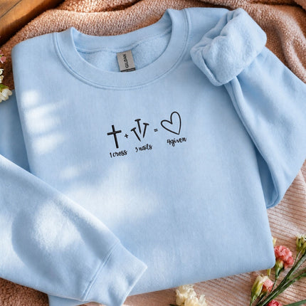 1 Cross 3 Nails 4given Embroidered Sweatshirt