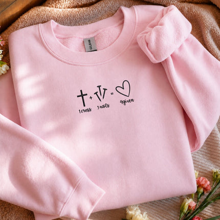 1 Cross 3 Nails 4given Embroidered Sweatshirt