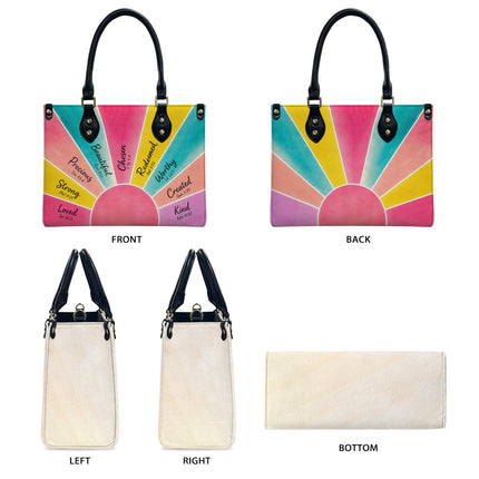 God Says I Am Bible Verse Leather Handbag