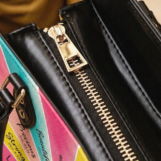 God Says I Am Bible Verse Leather Handbag