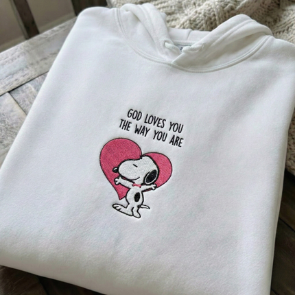 God Loves You Embroidered Hoodie