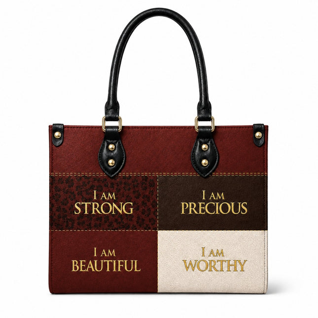 I Am Worthy Leather Handbag