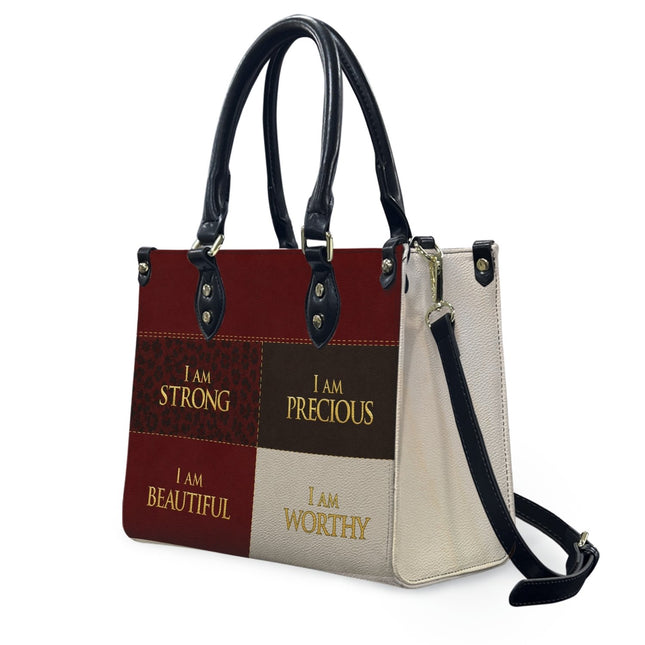 I Am Worthy Leather Handbag