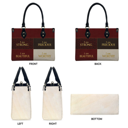 I Am Worthy Leather Handbag