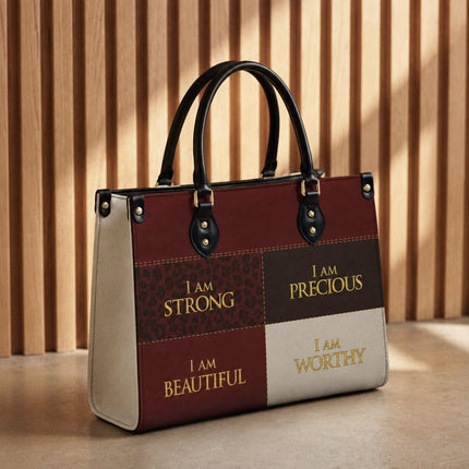 I Am Worthy Leather Handbag