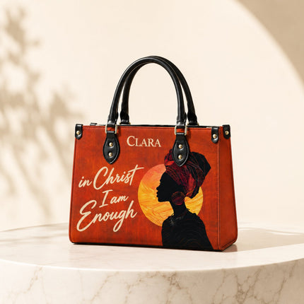 In Christ I Am Enough Leather Handbag