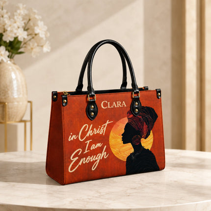 In Christ I Am Enough Leather Handbag
