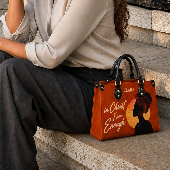 In Christ I Am Enough Leather Handbag