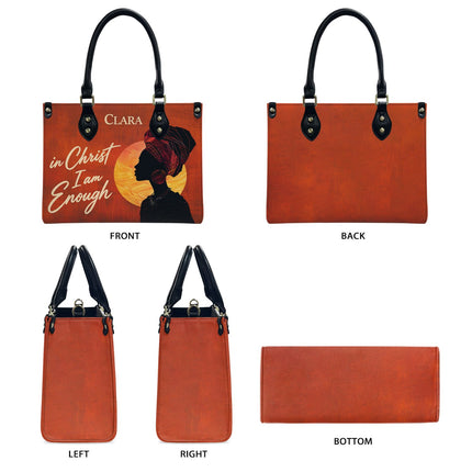 In Christ I Am Enough Leather Handbag