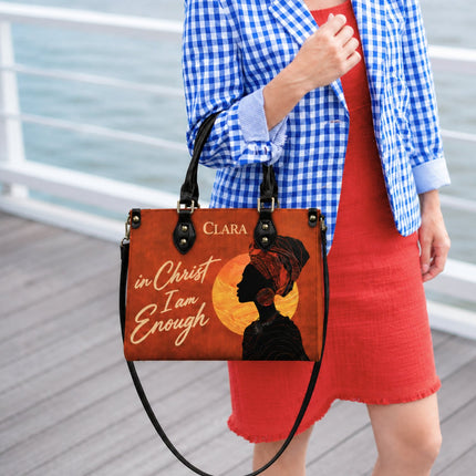 In Christ I Am Enough Leather Handbag