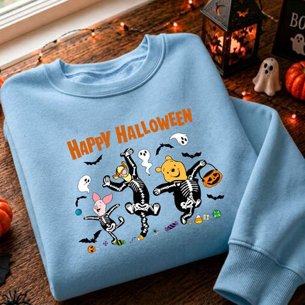 Cute Halloween Pooh Friends Skeleton Dance Sweatshirt