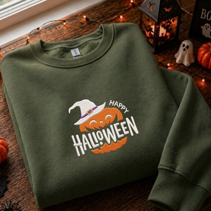 Happy Halloween Pumpkin Embroidered Sweatshirt