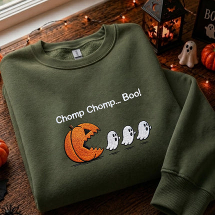 Chomp Chomp Boo Halloween Embroidered Sweatshirt