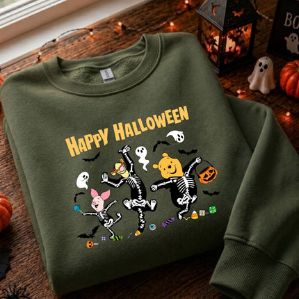 Cute Halloween Pooh Friends Skeleton Dance Sweatshirt