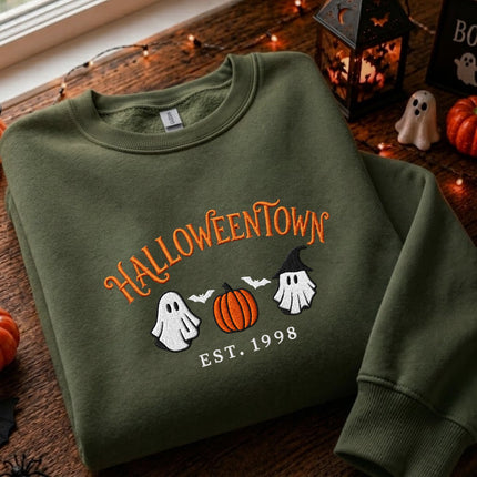 Spooky Halloween Town Embroidered Sweatshirt